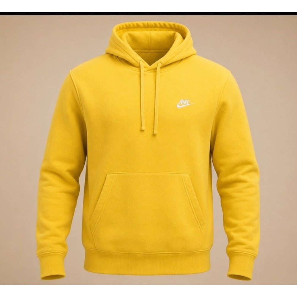 Nike Sportswear Club Fleece Hoodie Mens Large Yellow Pullover BV2654-709